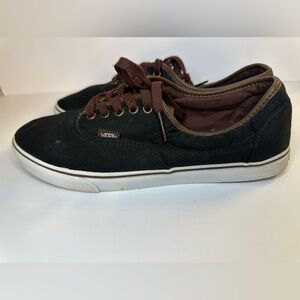 Vans Men's Black and Brown Canvas Sneakers